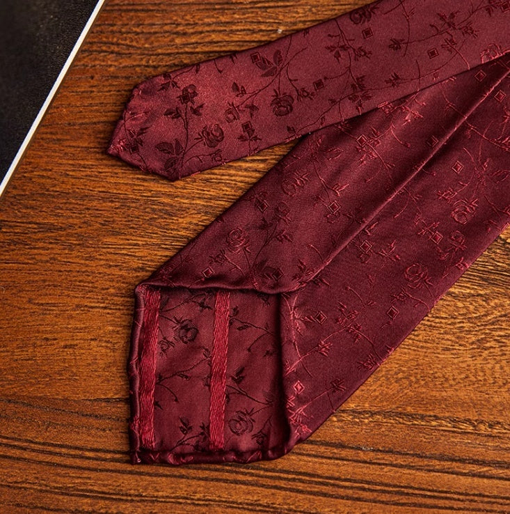 Three-fold Roll Wool Lining Handmade Silk Jacquard Tie