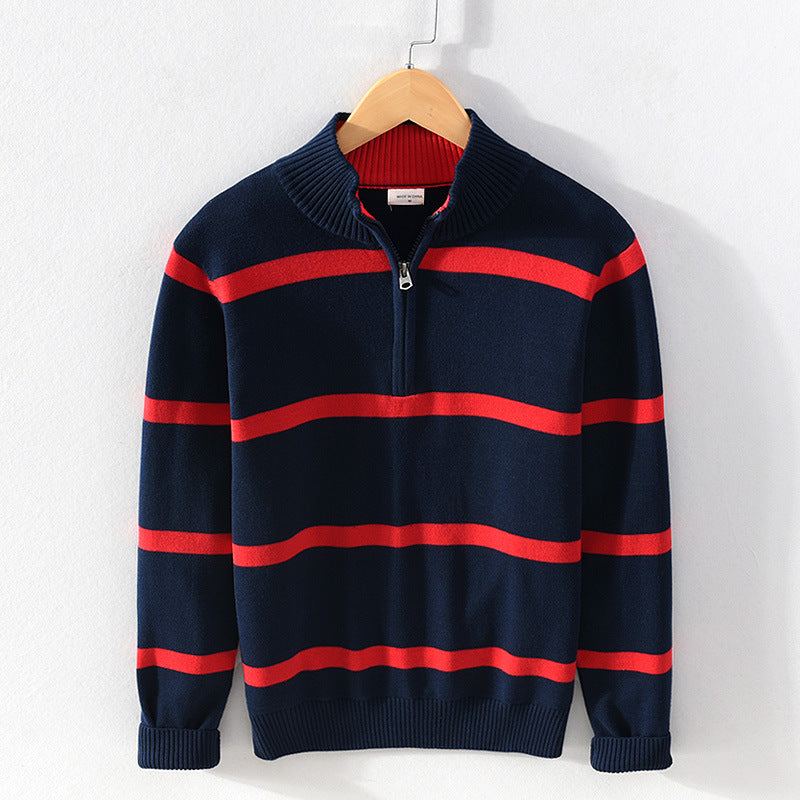 Men's Cotton Wool Turtleneck Half Zipper Sweater
