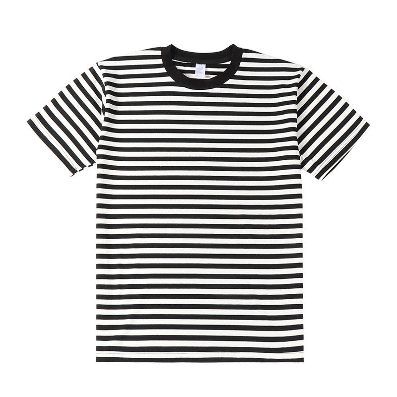 Striped Short Sleeve Men's Versatile Loose T-shirt