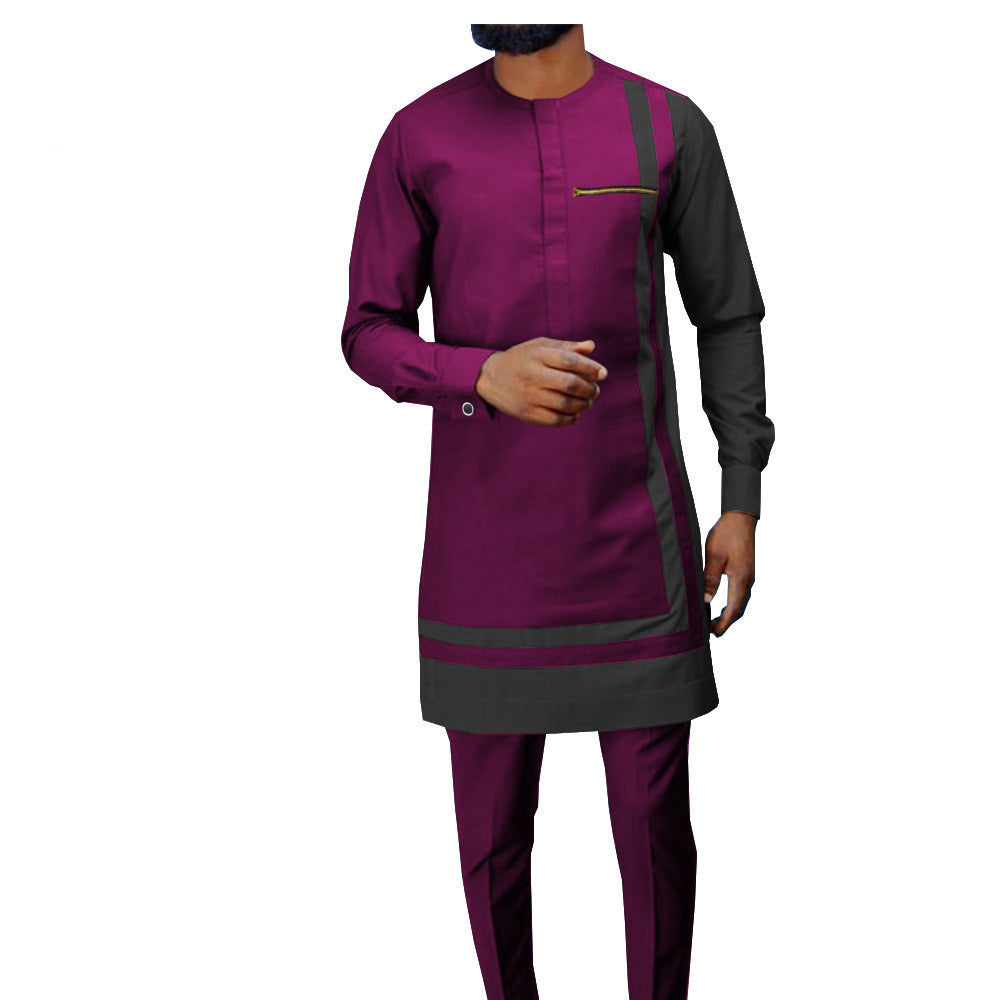 African Ethnic Printing Batik Cotton Casual Suit