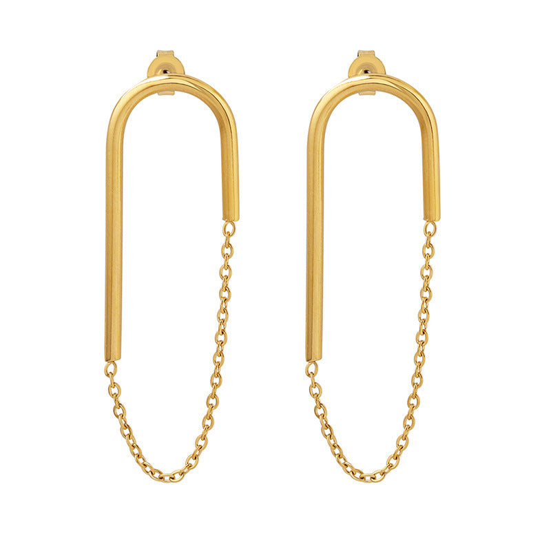 Euro-American Chain U-shaped Ear Studs