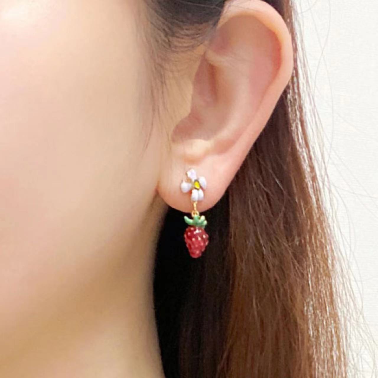 Strawberry Flower Stud Earrings