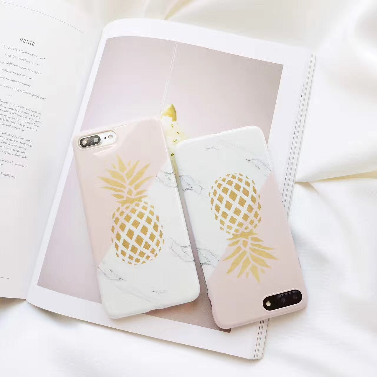 Stitching pineapple marble phone case
