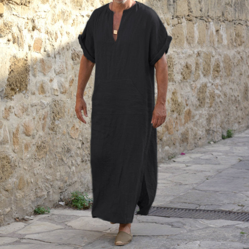 Short Sleeve Long-cut Robe Coat for Men