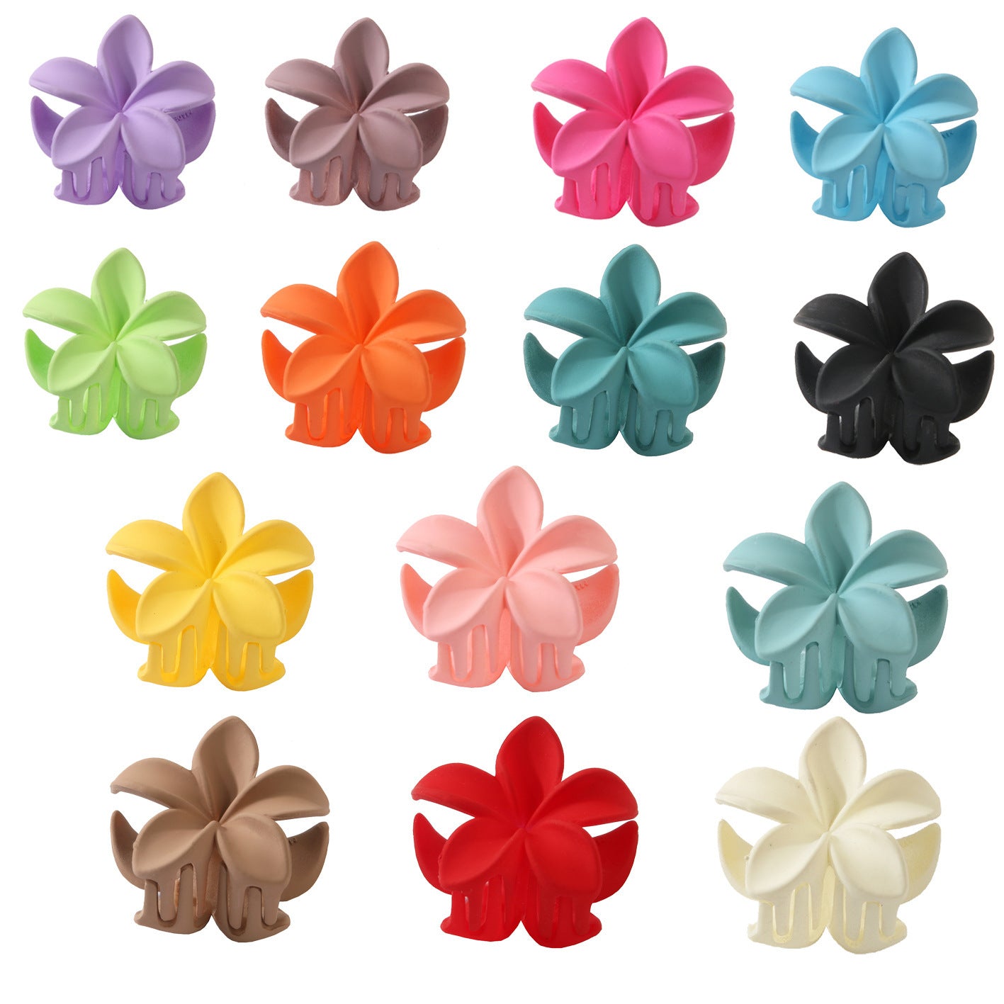 Feather & Red Plastic Flowers Barrettes