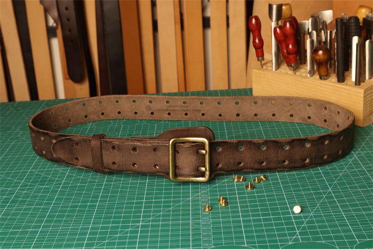 Cowhide Handmade Anti-allergy Men's Leather Belt