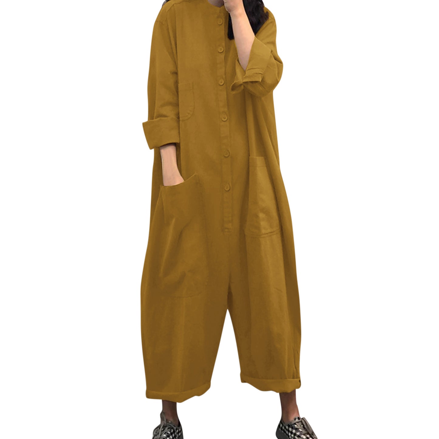 Plus Size Women's Jumpsuit With Multiple Pockets