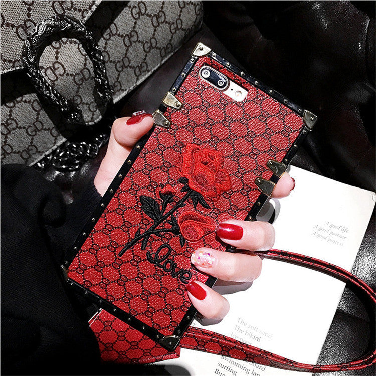 Apple 3D Rose Embroidered iPhone Case