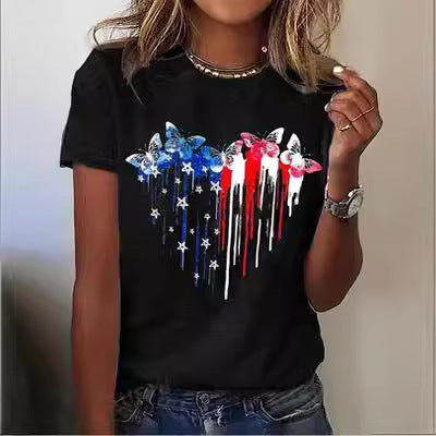 Love Wine Glass Print Loose Tee