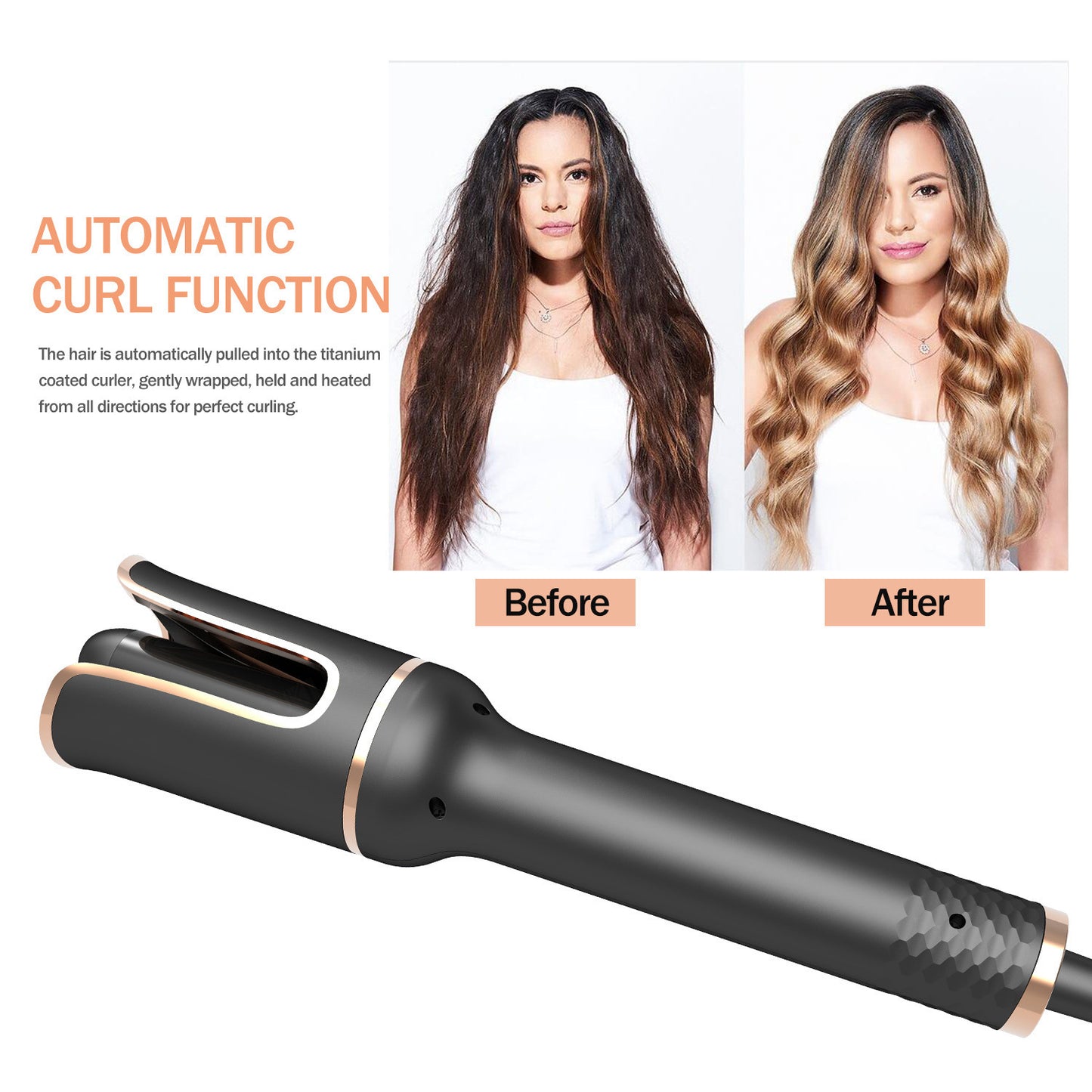 Black Automatic Spiral Curling Iron