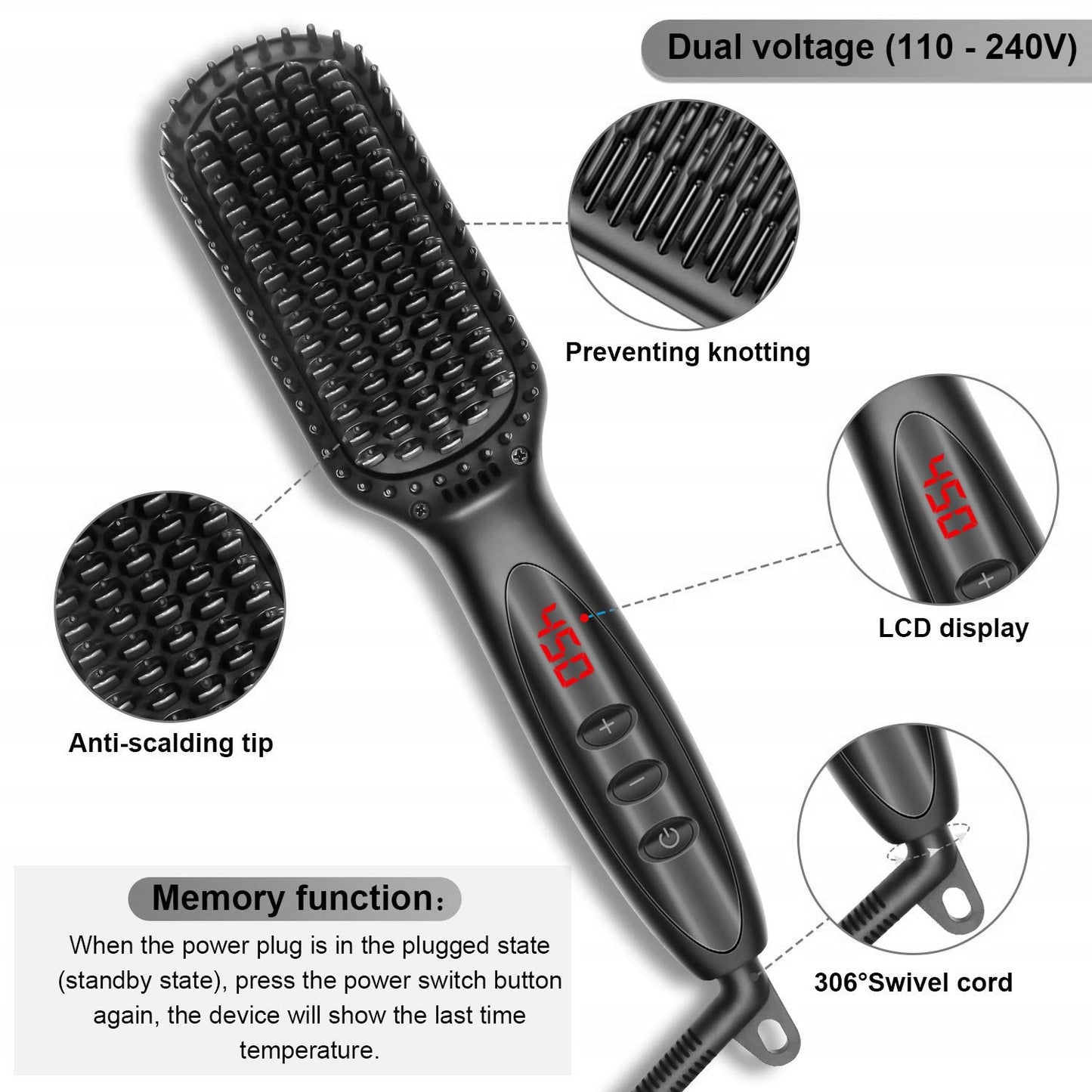 2-In-1 Ionic Hair Straightener Beard Comb