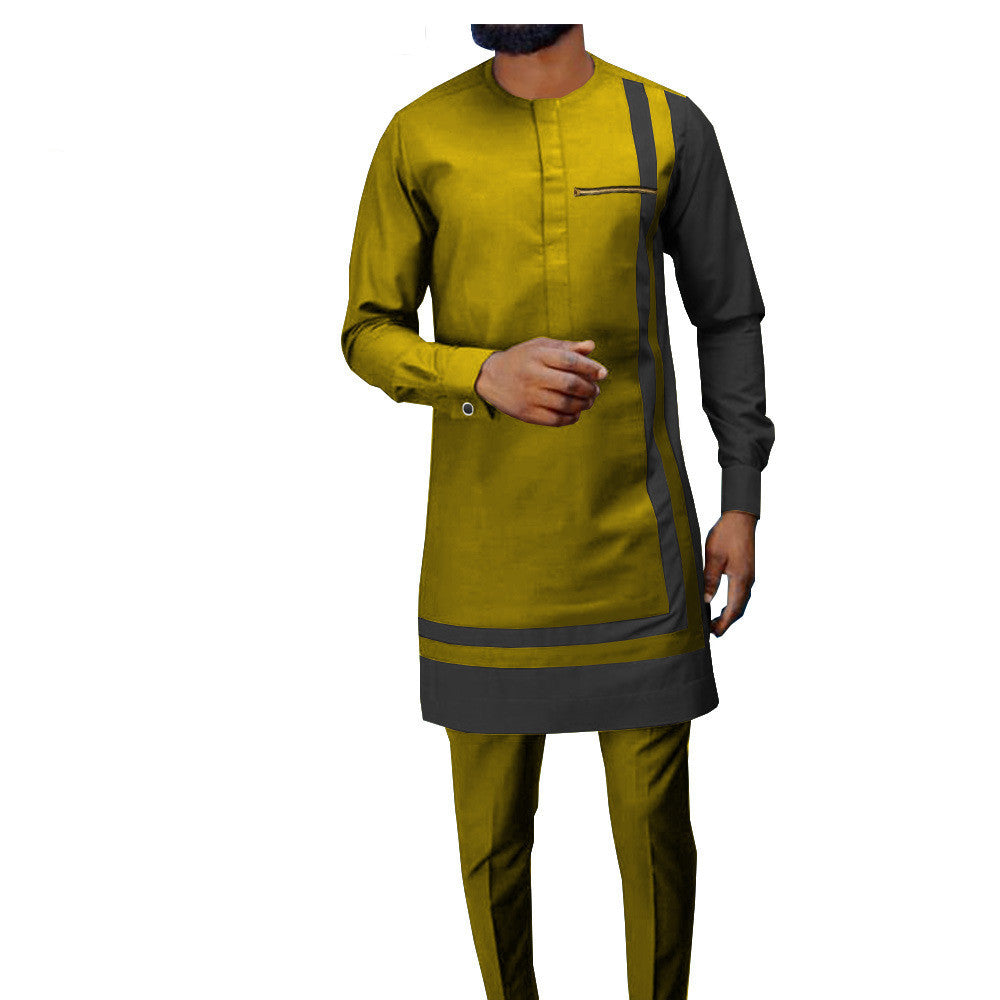 African Ethnic Printing Batik Cotton Men's Suit