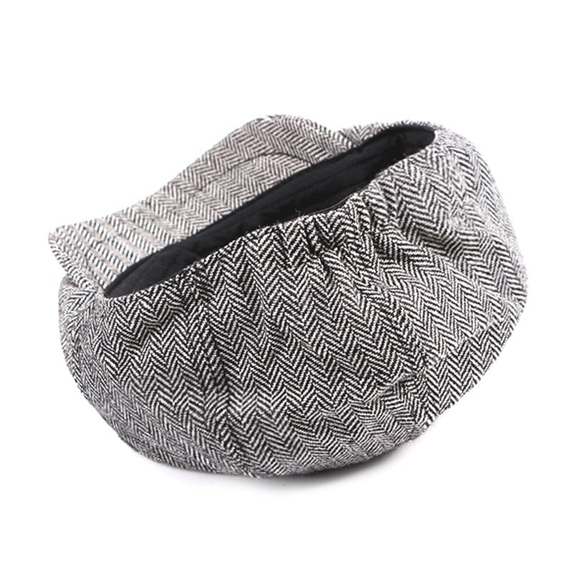 Fashion Retro Octagonal Hat Men's Plaid Beret