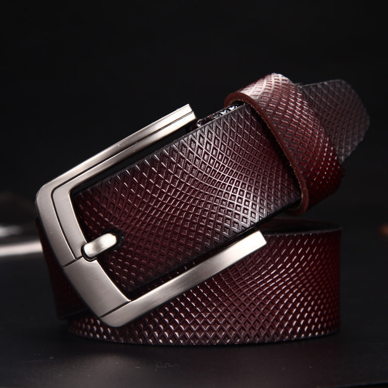 Men's Vintage Cowhide Mesh Pin Buckle Casual Belt