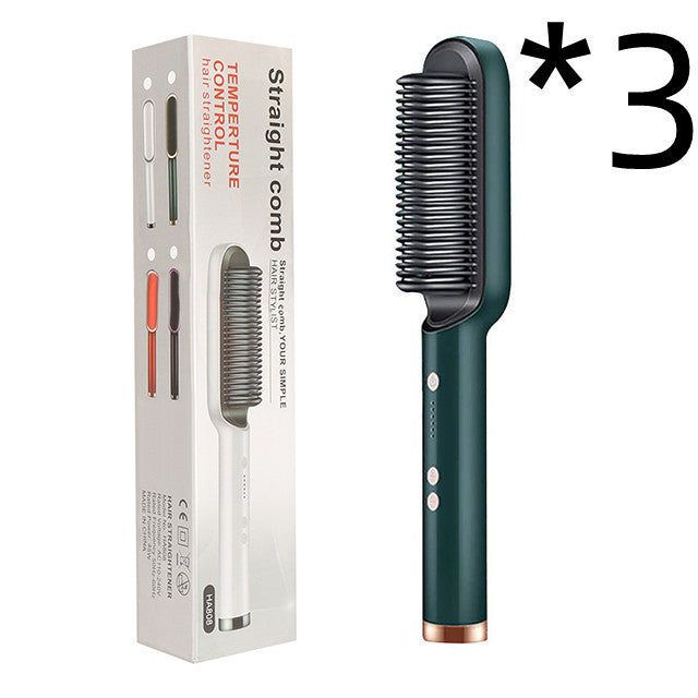 2 In 1 Hair Straightener Hot Comb Curling Brush