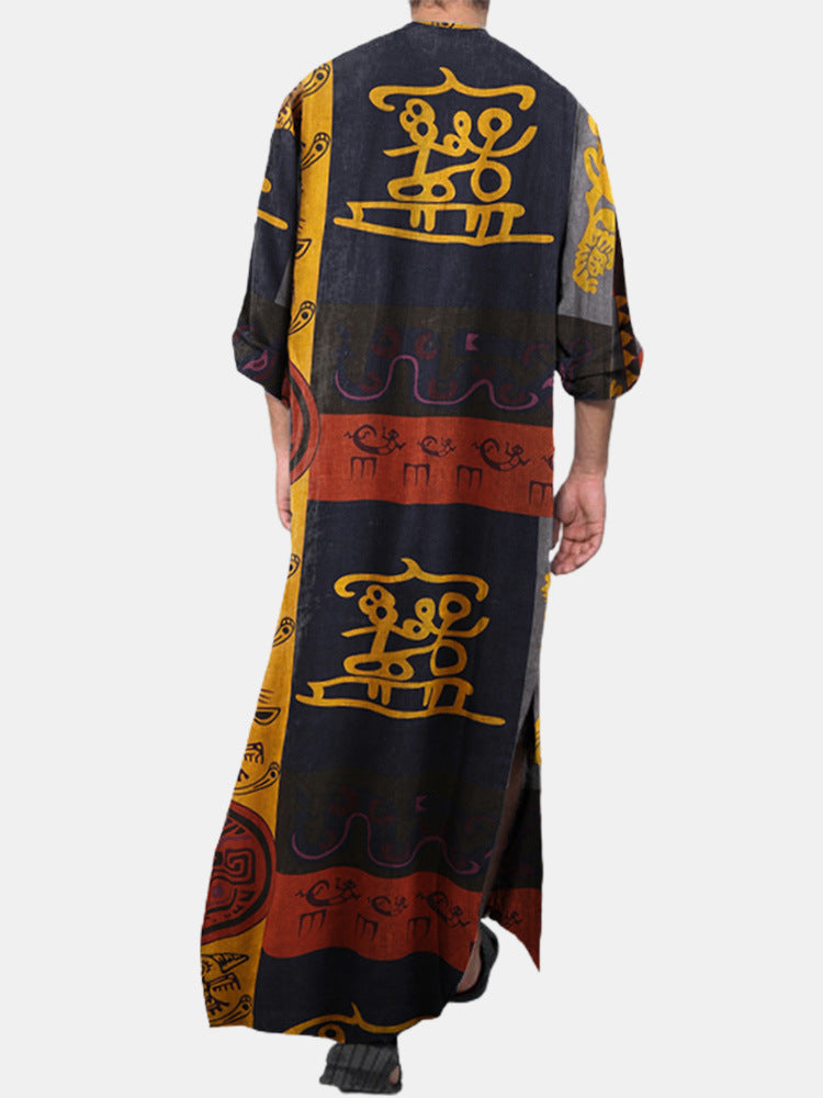 Casual Printed Long Sleeve Dubai Robe