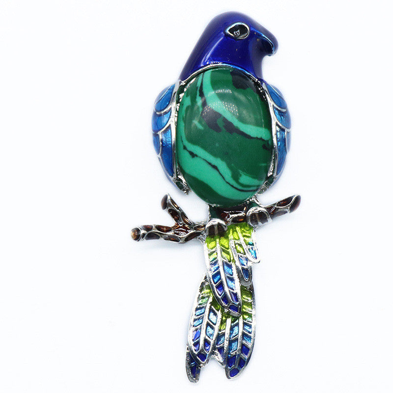 Gemstone Inlaid Brooch Pendant
