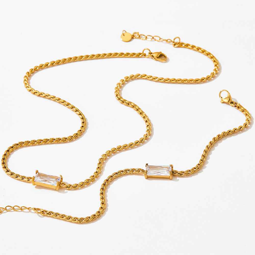 Simple Collarbone Necklace & Bracelet Set