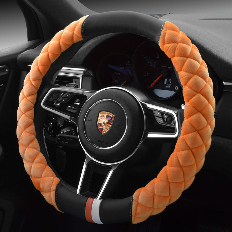 Cute Plush Winter Steering Wheel Cover 38cm