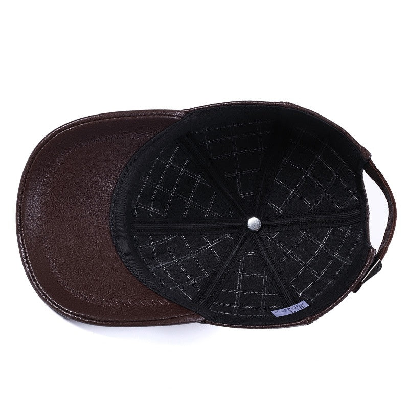 Genuine Leather Peaked Cap Goat Skin