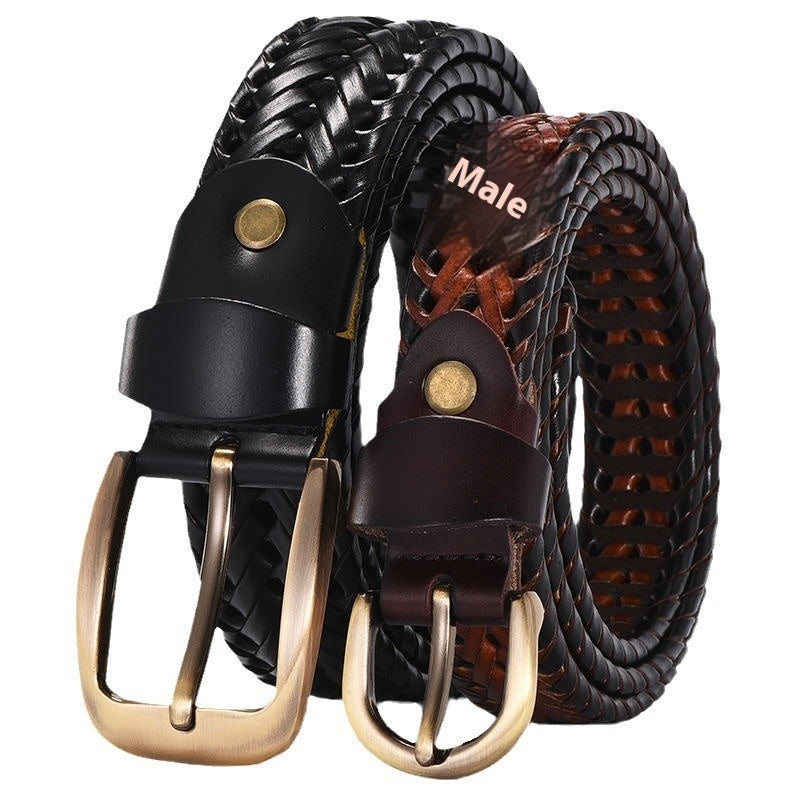 Leather Pin Buckle Handmade Couple's Casual Belt