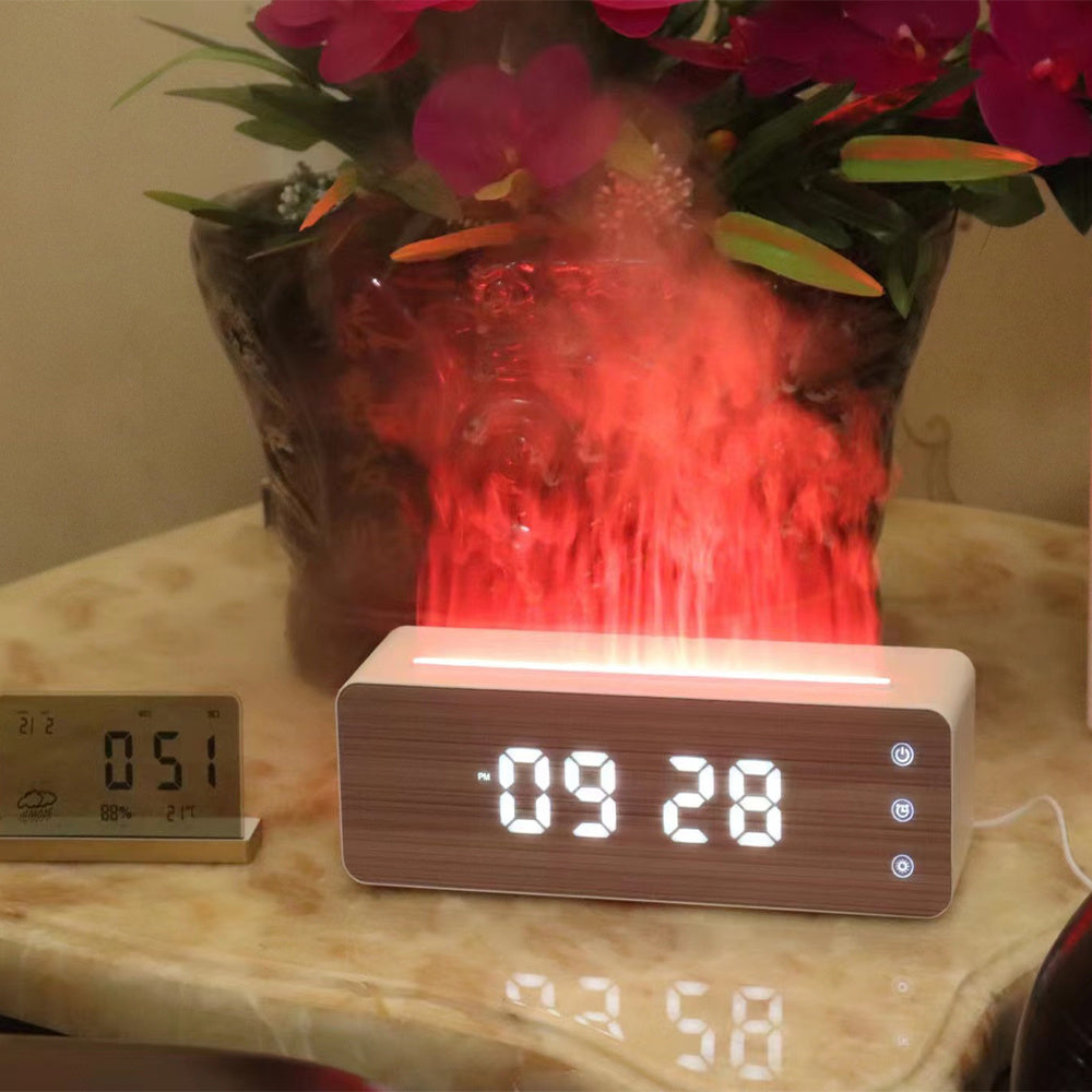 Flame Humidifier Aromatherapy Clock Display