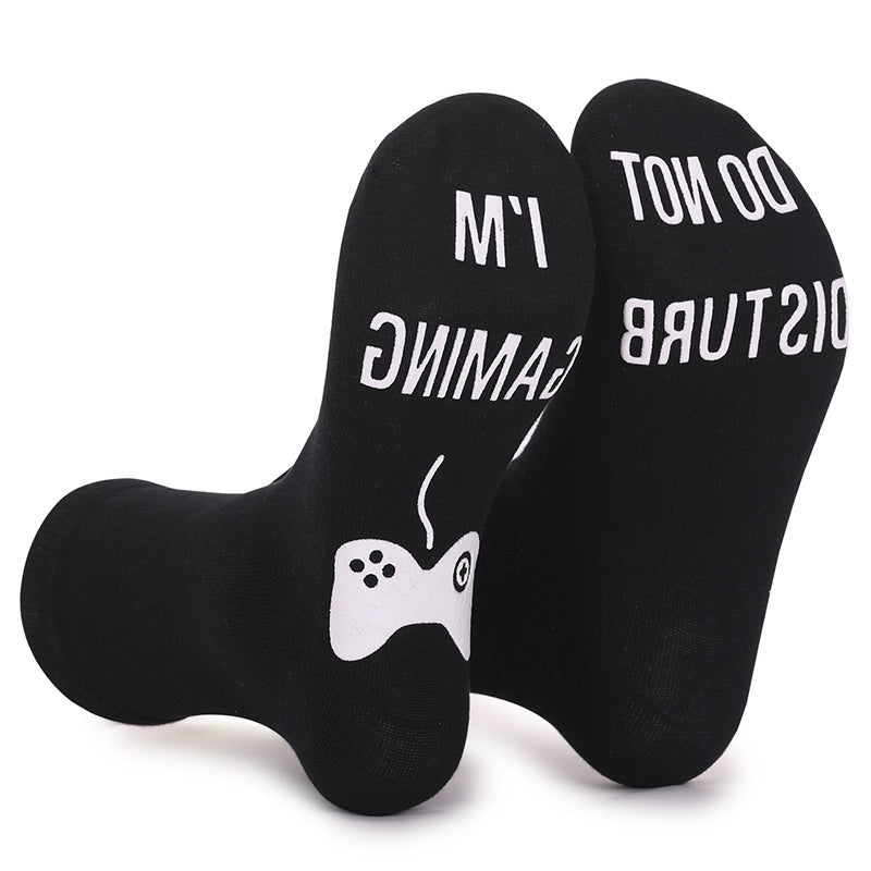 Men's Pure Cotton Letter Printing Tube Socks