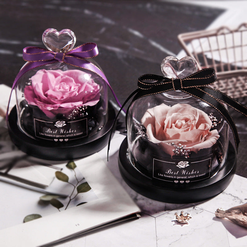 Valentine's Eternal Rose LED Glass Decor