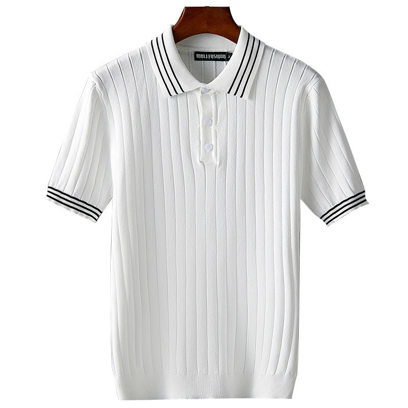 Men's Ice Silk Short Sleeve Lapel Polo Sweater