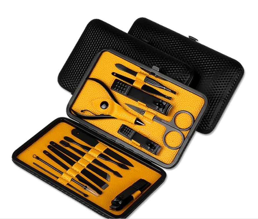 Black Stainless Steel Manicure Set 15-Piece