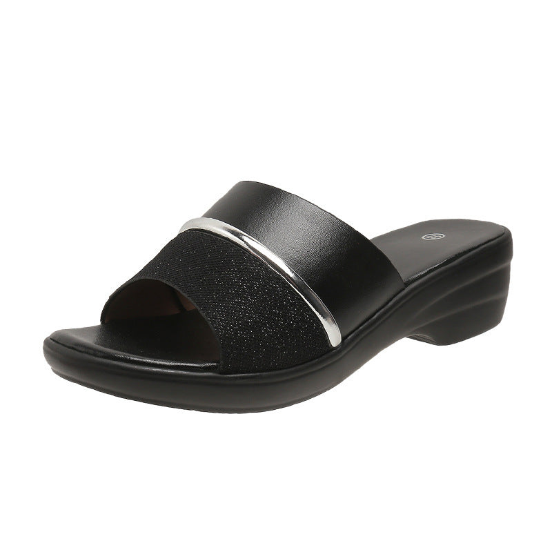 Plus Size Female Slippers Chunky Heel Light