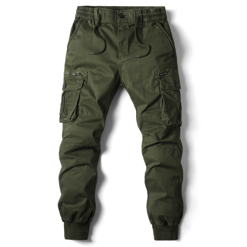 Solid Color Skinny Multi-pocket Men's Work Pants