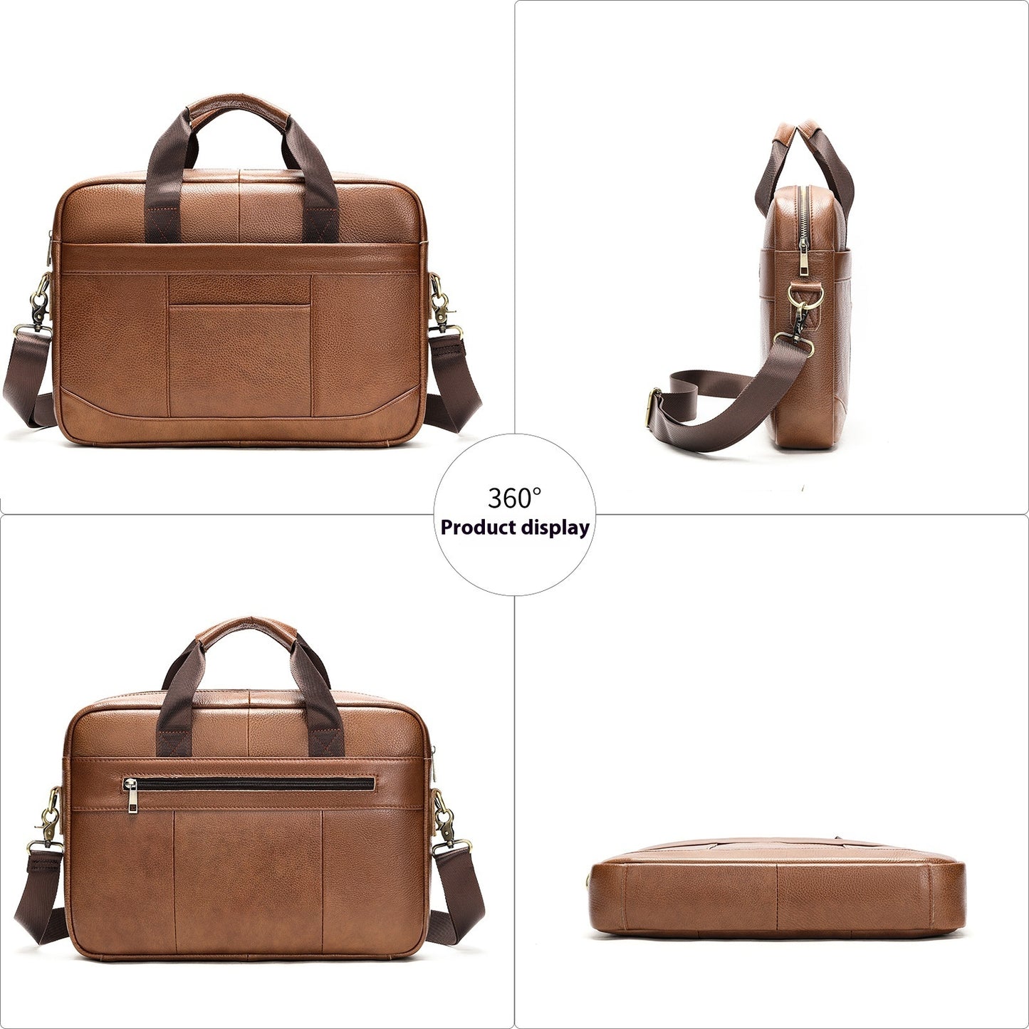 Men's Leather Crossbody Laptop Bag