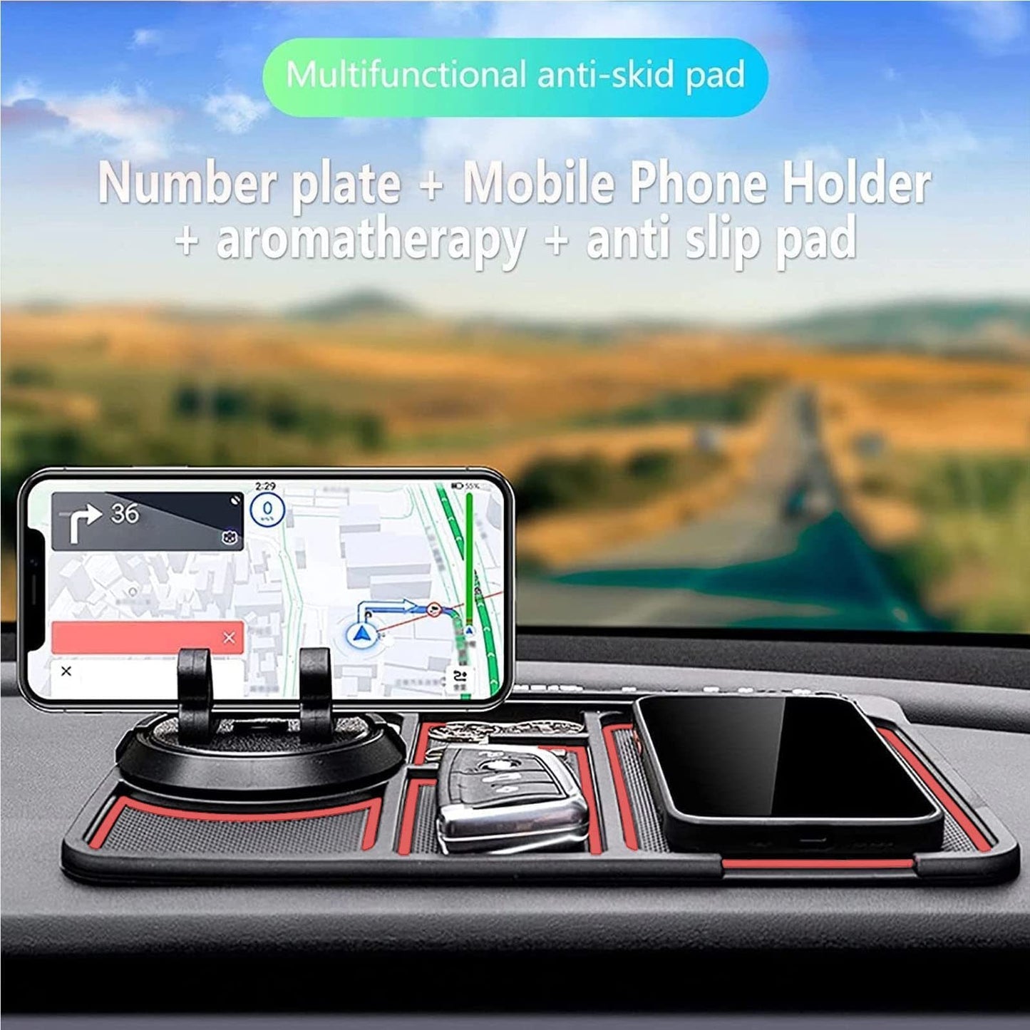 Non-Slip Car Phone Pad with Parking Number Card