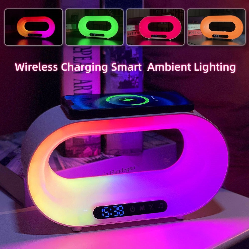 3-in-1 LED Desk Lamp RGB Wireless Charger Alarm Clock