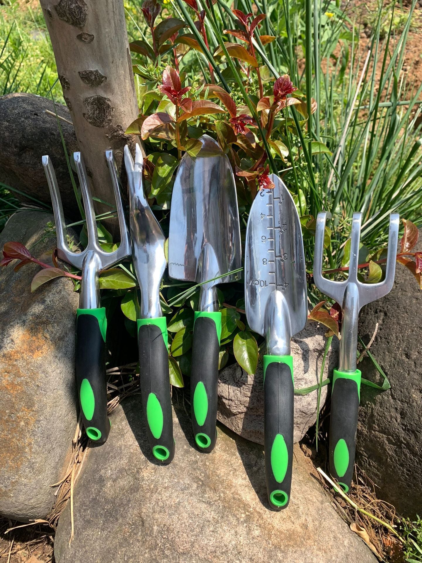 9-Piece Aluminum Gardening Tool Set with Silicone Handles