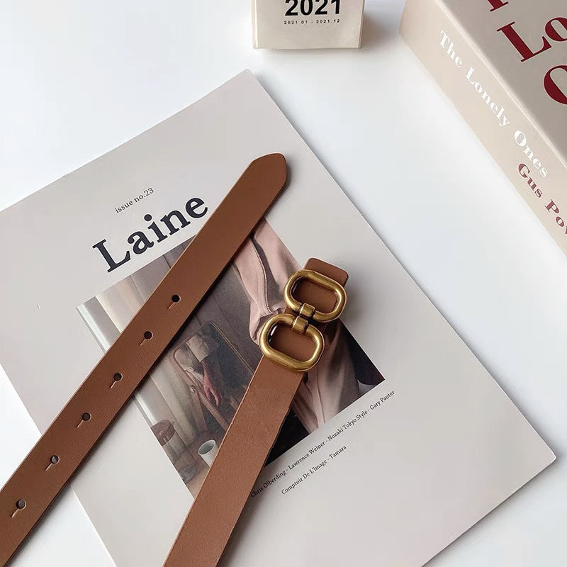 Women's Jeans Versatile Cowhide Belt