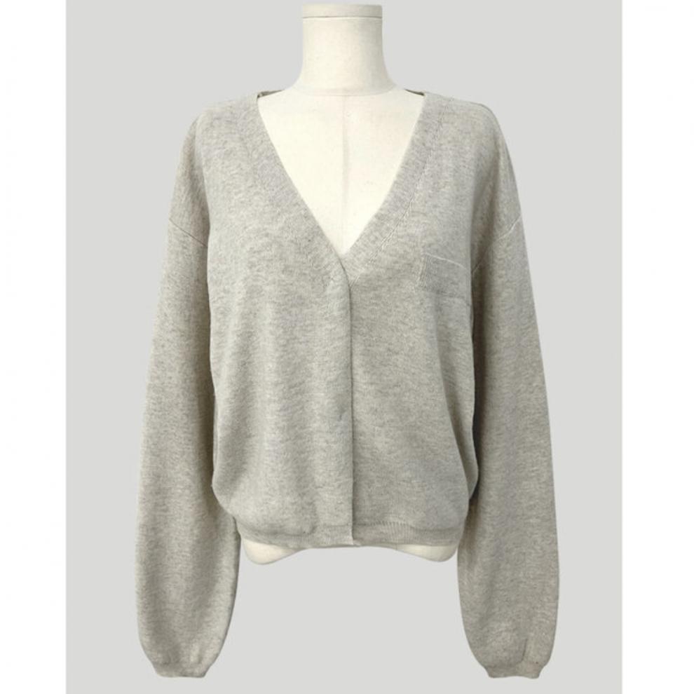 Idle Style V-neck Buckle Soft Loose All-match Long-sleeved Knitted Cardigan