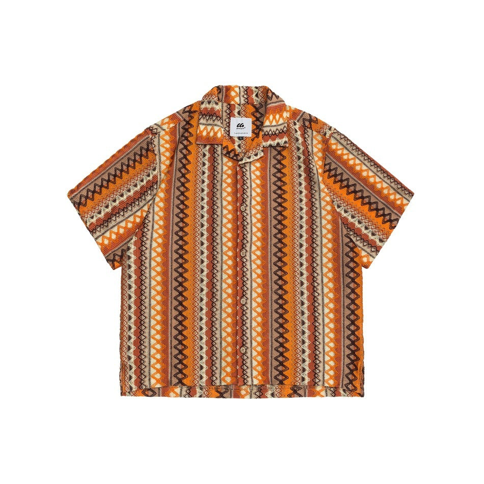 Cuba Collar Men's Loose Short Sleeve Jacket Shirt