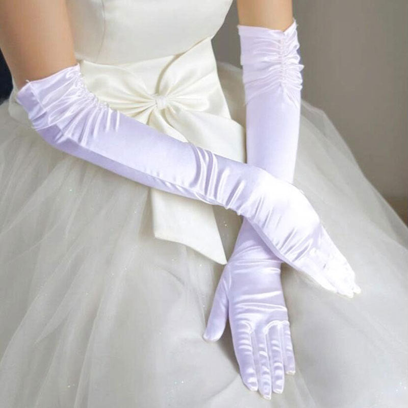 Beaded Satin Sun Protection Bridal Wedding Gloves