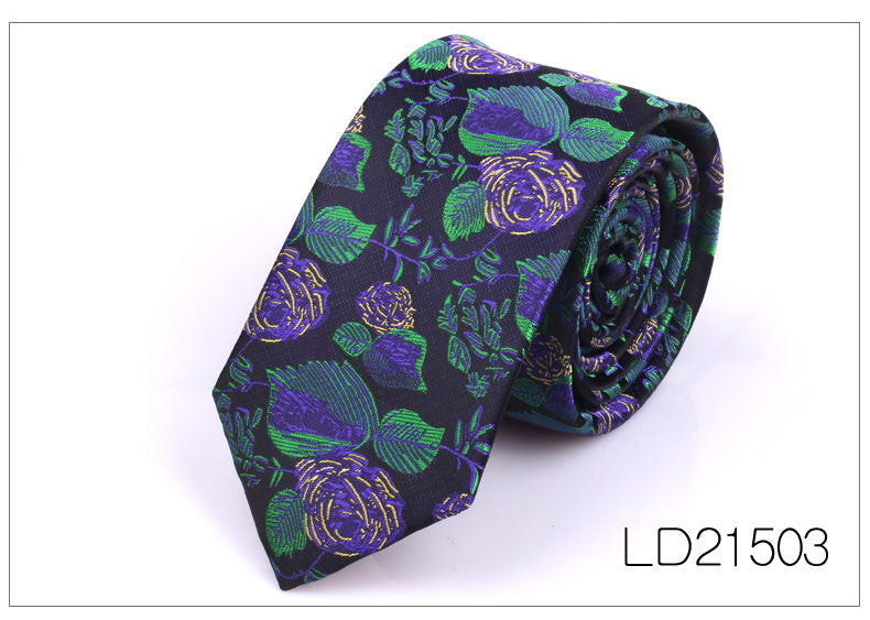 Men's 6cm Flower Graffiti Yarn-dyed Tie