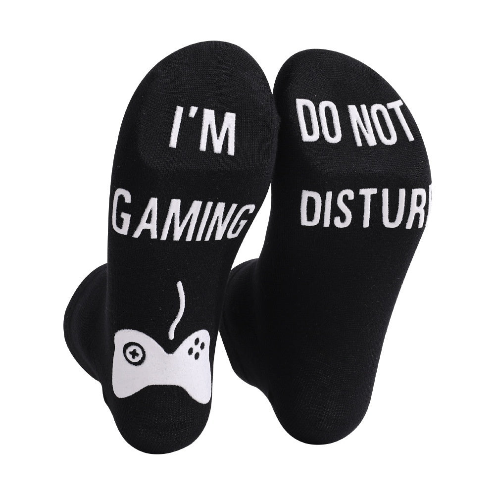 Men's Pure Cotton Letter Printing Tube Socks