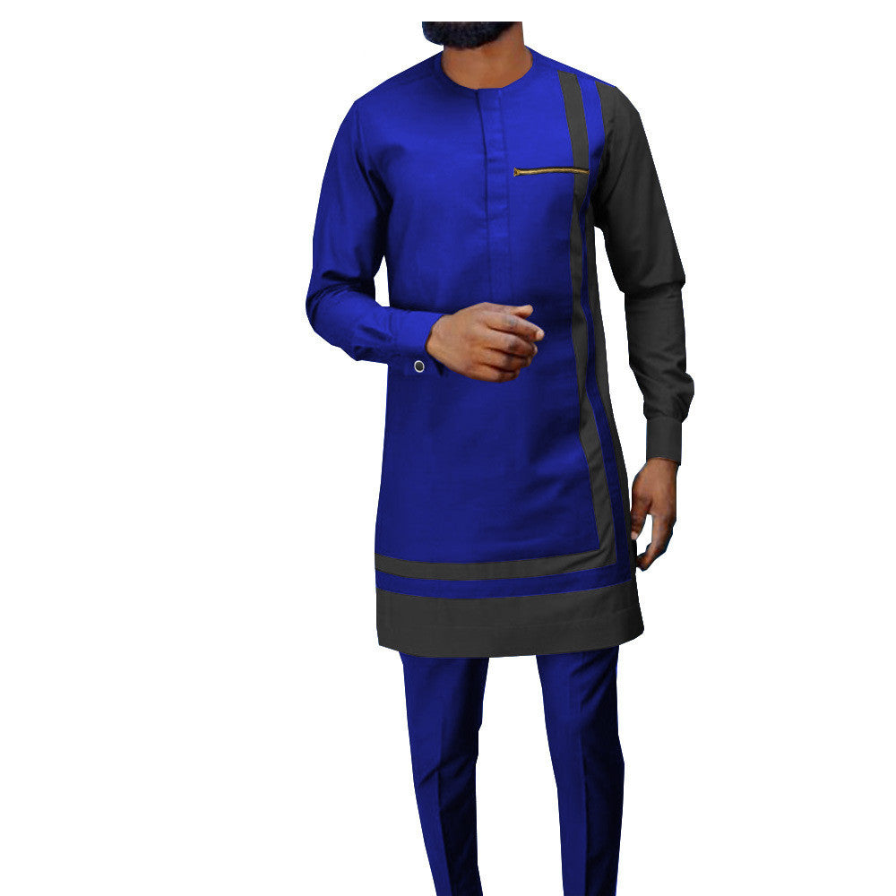 African Ethnic Printing Batik Cotton Casual Suit