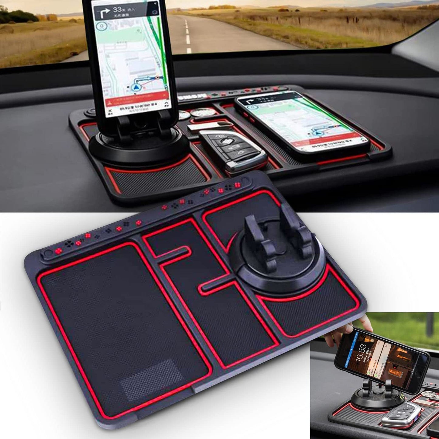 Non-Slip Car Phone Pad with Parking Number Card