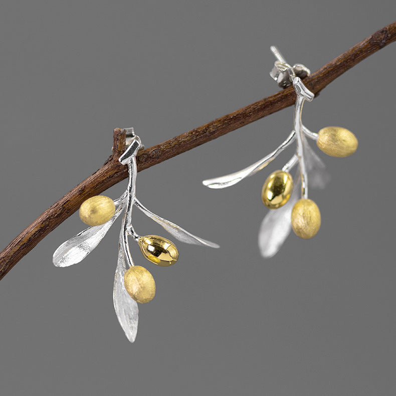 Love's Taste Silver Olive Branch Studs
