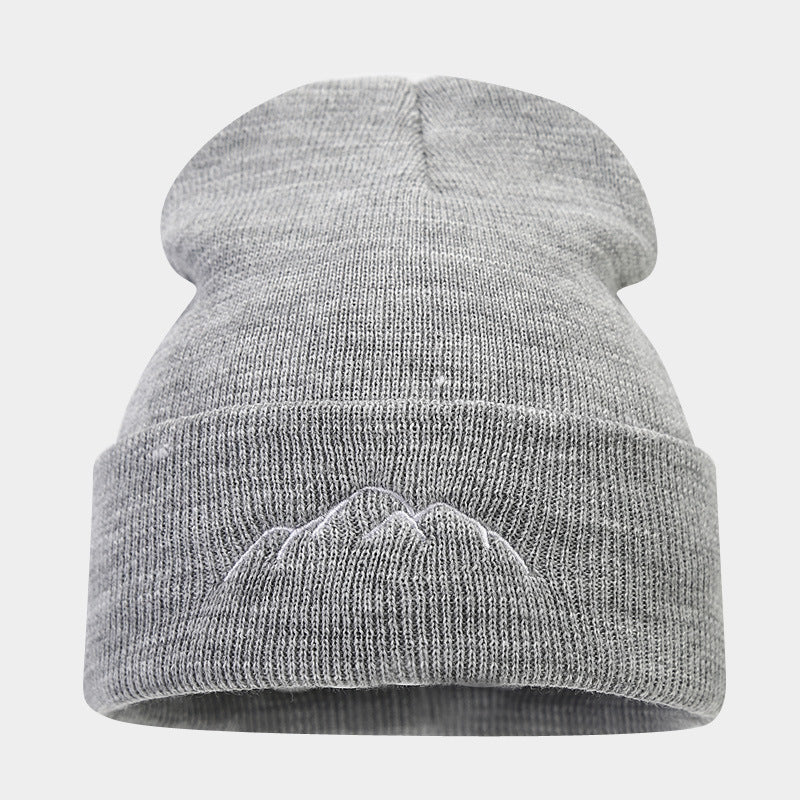 Peak Embroidery Beanie Hat Warm Trendy