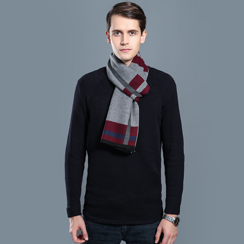 Simple Plaid Artificial Cashmere Warm Scarf