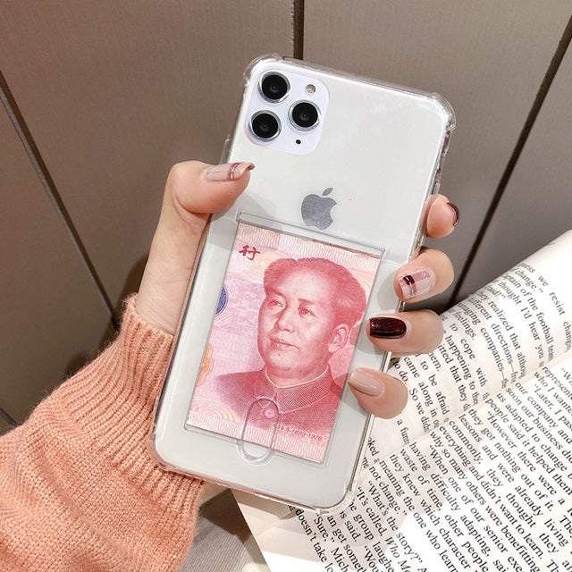 Apple Transparent Card Holder Phone Case