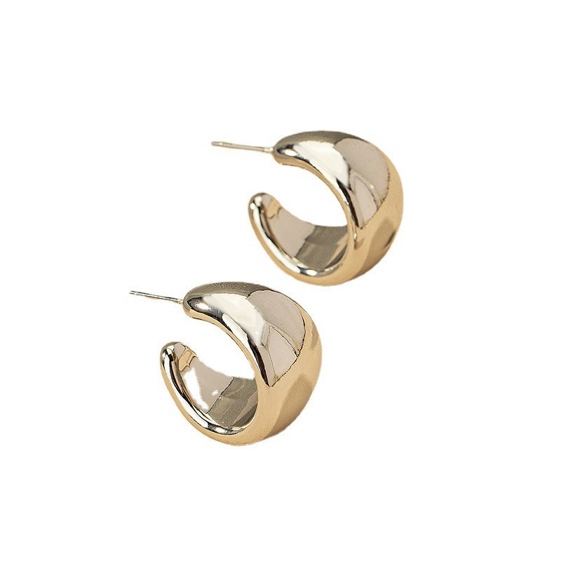 Euro-American Simple Wide C-Shaped Earrings