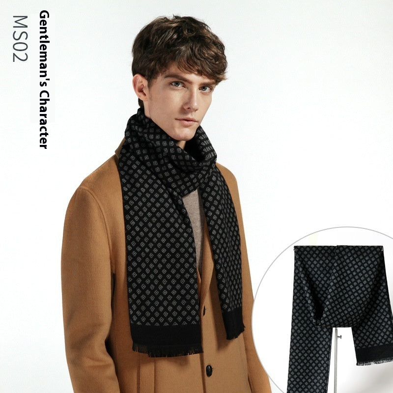 Simple Plaid Artificial Cashmere Warm Scarf